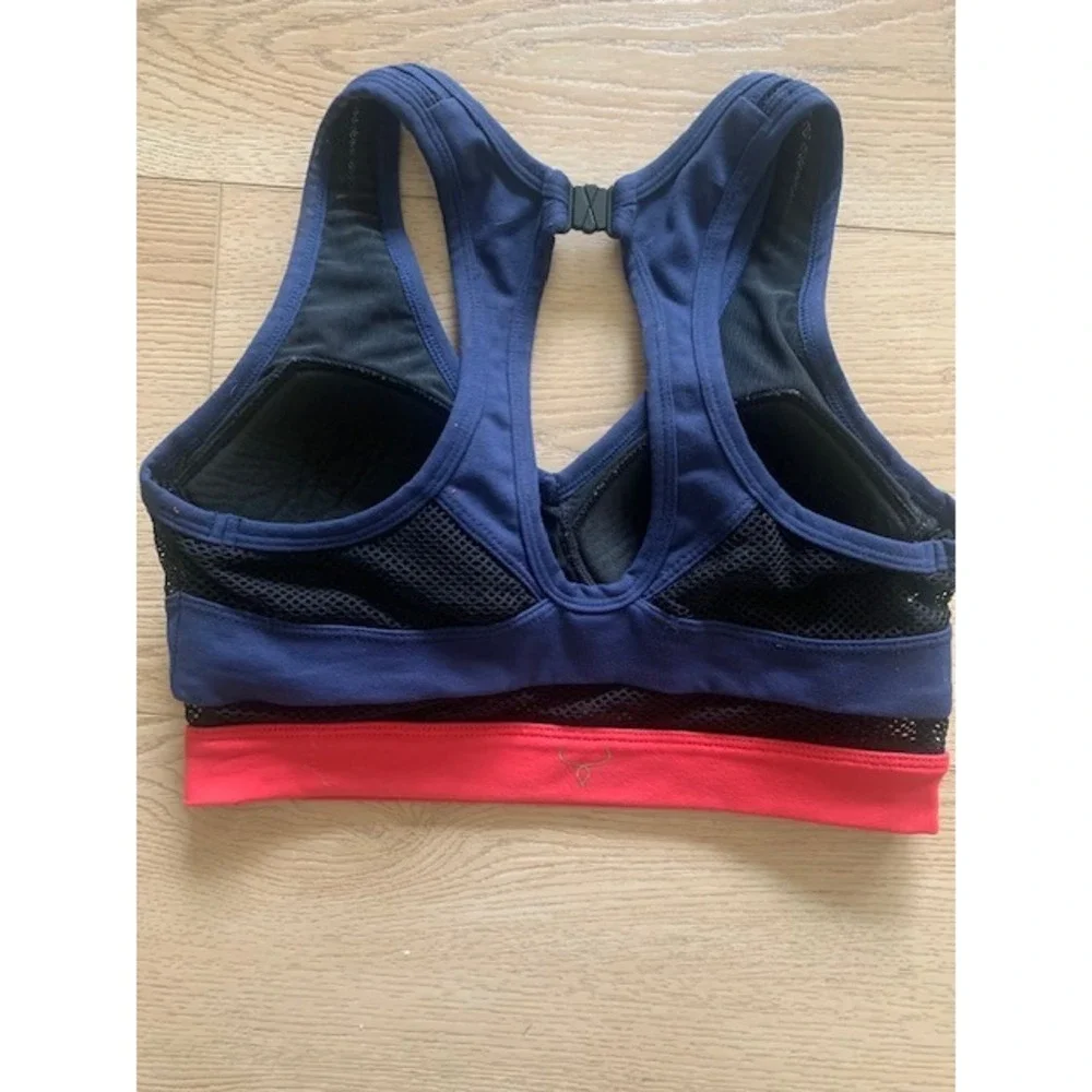 Vita Atletica Womens Navy Blue Red Mesh Racerback Sports Bra Size Small